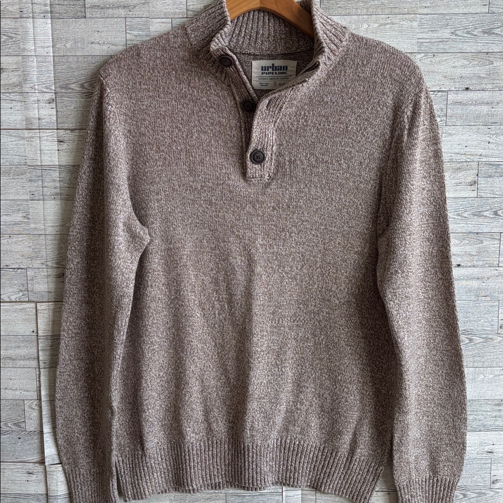 Vintage Brown Sweater‎ Men's XL Quarter pullover y2k tailgate outdoor grunge